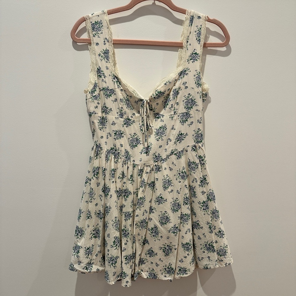 Cotton Candy Cream and Blue Floral Top